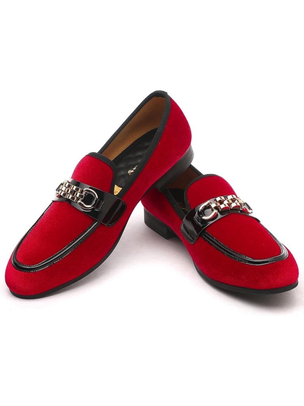 FQEQNQG Men Bright Red Velvet Loafers Penny Slip On Smoking Luxury Wedding Shoes